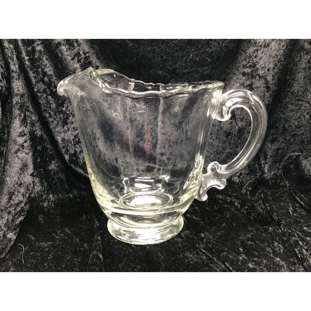 Vintage Fostoria Glass Ice Lip Water Pitcher Clear Mid Century Glassware Cottage
